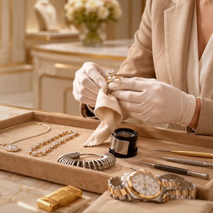 Gold and jewelry appraisal concept