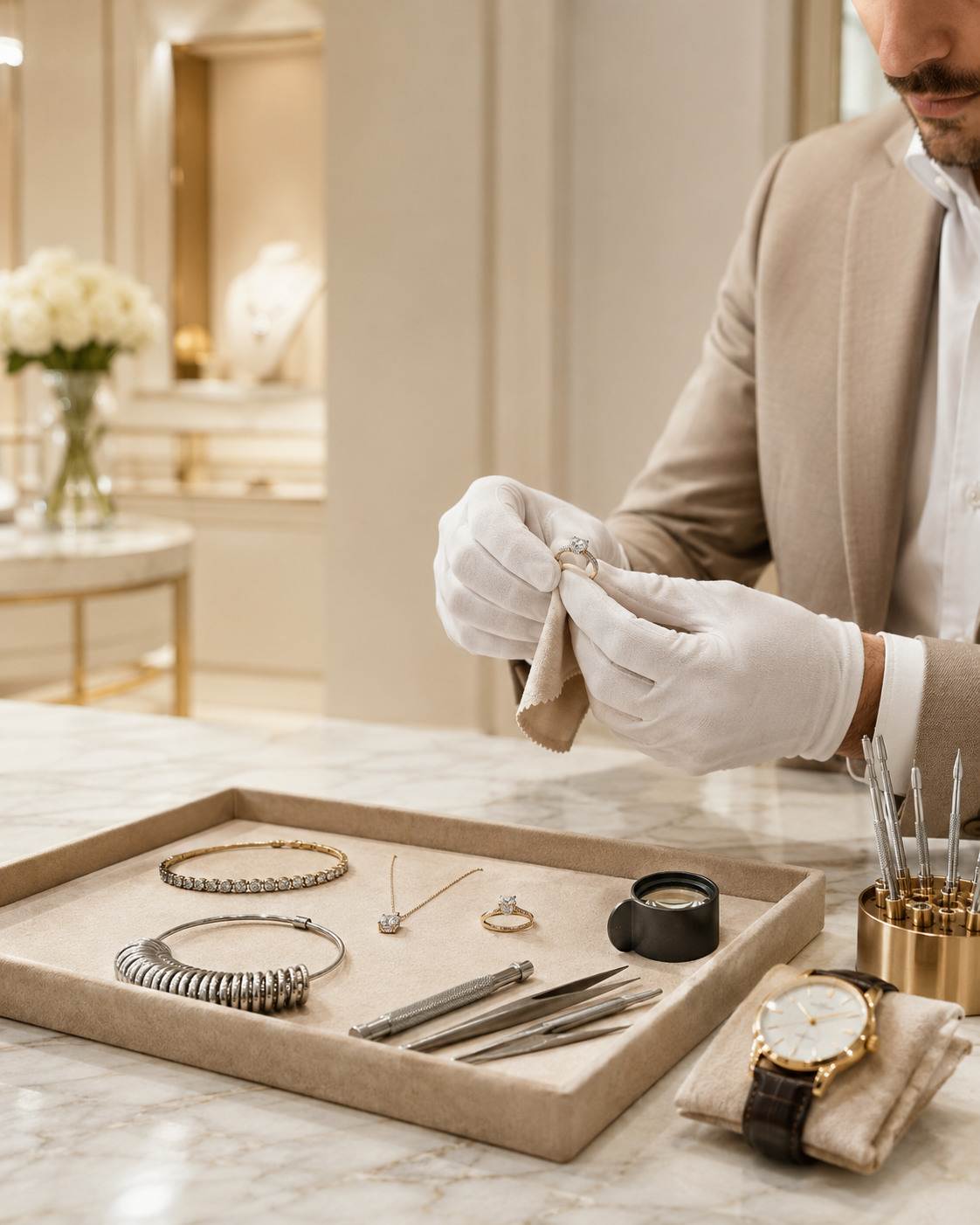 Jewelry service and craftsmanship detail